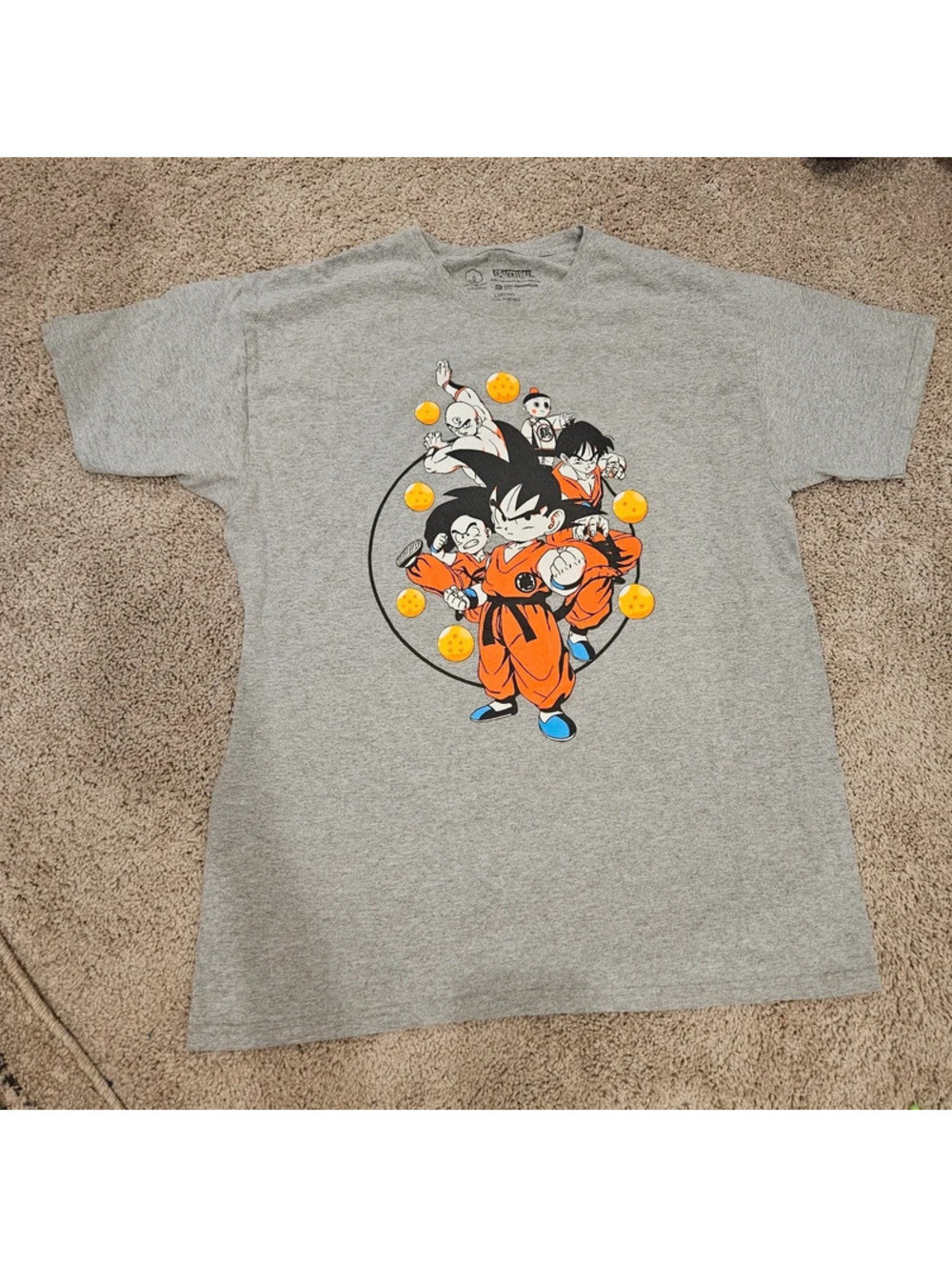 Dragon Ball Z Classic Characters Graphic T-Shirt Gray Size Large